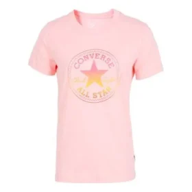 Alfabe Desenli Baskılı Yuvarlak Yaka Kısa Kollu Pembe