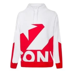 Baskılı Funnel Neck Sweatshirt Asya Bedenleri “Kırmızı”