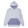 Bol Kesim Renk Bloklu Polar Astarlı Kapüşonlu Sweatshirt Açık Mavi
