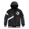 Casual Sports Logo Kapüşonlu Ceket Siyah
