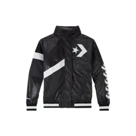 Casual Sports Logo Kapüşonlu Ceket Siyah