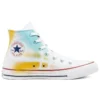 Chuck Taylor All Star High El Boyaması Kanvas “Beyaz Sarı Mavi”