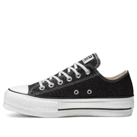Chuck Taylor All Star Lift Glitter Düşük Bilekli Kalın Taban “Siyah Beyaz”