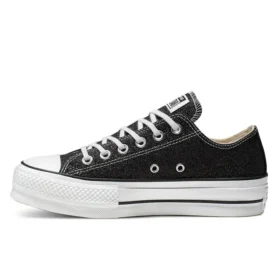 Chuck Taylor All Star Lift Glitter Düşük Bilekli Kalın Taban “Siyah Beyaz”
