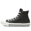 Chuck Taylor All Star Mission-V Deri Yüksek Bilekli Siyah Beyaz Dalga Desenli Taban “Siyah Beyaz”
