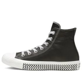 Chuck Taylor All Star Mission-V Deri Yüksek Bilekli Siyah Beyaz Dalga Desenli Taban “Siyah Beyaz”