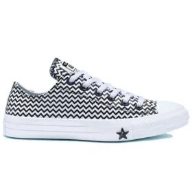 Chuck Taylor All Star Mission-V Düşük Bilekli Siyah Beyaz Dalga Desenli “Siyah Beyaz”