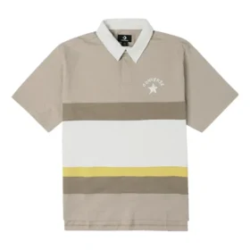 Colorblock Logo Polo Gömlek Asya Bedenleri “Bej Beyaz”