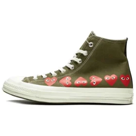 Converse x COMME des GARCONS PLAY Chuck 70 Hi Multi Heart “Haki”