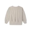 Düz Renk Bol Kesim Örgü V Yaka Bej Kapüşonlu Sweatshirt