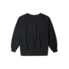 Düz Renk Gevşek Örgü V Yaka Kapüşonlu Sweatshirt Siyah