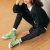 Düz Renk Gevşek Örgü V Yaka Kapüşonlu Sweatshirt Siyah