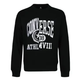 Erkek Converse Alfabe Logolu Baskılı Yuvarlak Yaka Kazak Siyah