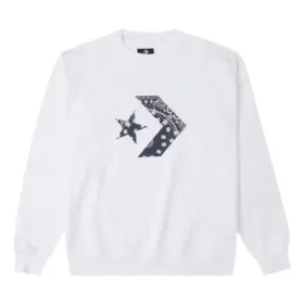 Erkek Converse Cashew Logo Örgü Spor Yuvarlak Yaka Kazak Beyaz
