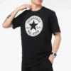 Erkek Converse Chuck Desenli Yuvarlak Yaka Günlük Spor Nefes Alabilir Kısa Kollu Siyah
