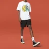 Erkek Converse Gülümseme Desenli Nefes Alabilir Kısa Kollu Beyaz