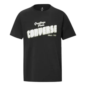 Erkek Converse Loose Alphabet Baskılı Kısa Kollu Casual Siyah