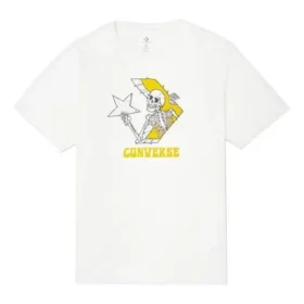 Erkek Converse İskelet Desenli Örme Yuvarlak Yaka Kısa Kollu Beyaz