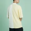 Erkek Converse Splicing Colorblock Yaka Kısa Kollu Krem Sarı Polo Gömlek