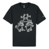 Erkek Converse x Keith Haring Crossover Karikatür Desenli Yuvarlak Yaka Kısa Kollu Siyah