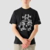 Erkek Converse x Keith Haring Crossover Karikatür Desenli Yuvarlak Yaka Kısa Kollu Siyah