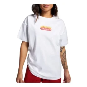 Flaming Logo Oversized Tişört Asya Bedenleri “Beyaz Kırmızı”