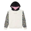 Gökkuşağı Leopar Desenli Kapüşonlu Sweatshirt Asya Bedenleri “Off White”