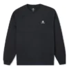 Go-To İşlemeli Yıldız Chevron Fırçalanmış Arka Fleece Crew Sweatshirt Asya Bedenleri “Siyah”