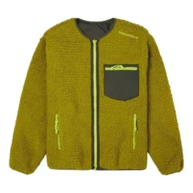 Çift Taraflı Polar Fleece Stay Warm logolu Ceket Yeşil