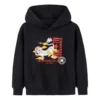 Çizgi Film Harfli Kapüşonlu Sweatshirt Asya Bedenleri “Siyah Beyaz Kırmızı”