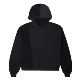 Kadife Eklemeli Düz Renkli Spor Kapüşonlu Sweatshirt Siyah