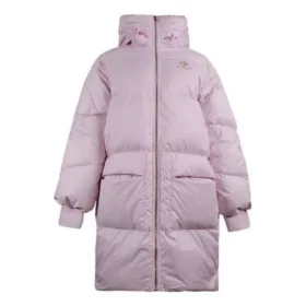 Kapüşonlu Uzun Puffer Ceket Asya Bedenleri “Soluk Pembe”
