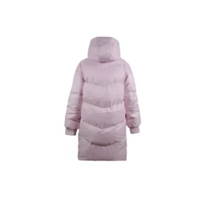 Kapüşonlu Uzun Puffer Ceket Asya Bedenleri “Soluk Pembe”