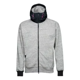 Karışık Malzemeli Tam Fermuarlı Sweatshirt Asya Bedenleri “Gri”
