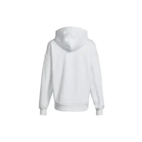 Klasik Logo Spor Giyim Günlük Spor Polar Astarlı Kapüşonlu Sweatshirt Beyaz