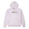 Kontrast Renkli Alfabe İşlemeli Örme Kapüşonlu Sweatshirt Mor