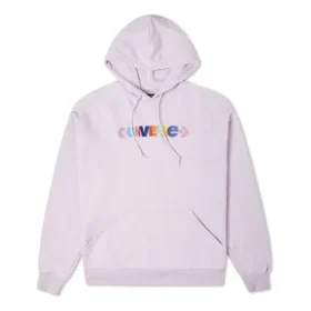 Kontrast Renkli Alfabe İşlemeli Örme Kapüşonlu Sweatshirt Mor