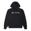 Kontrast Renkli Alfabe İşlemeli Örme Kapüşonlu Sweatshirt Siyah