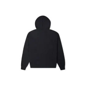 Kontrast Renkli Alfabe İşlemeli Örme Kapüşonlu Sweatshirt Siyah
