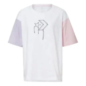 Logo Baskılı Tişört Asya Bedenleri “Beyaz Pembe”