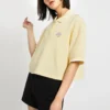 Logo Colorblock Kısa Krem Sarı Polo Gömlek