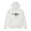 Logo İşlemeli Bol Kesim Polar Kapüşonlu Sweatshirt Beyaz