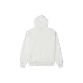 Logo İşlemeli Bol Kesim Polar Kapüşonlu Sweatshirt Beyaz