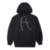 Logo İşlemeli Bol Örgü Kapüşonlu Sweatshirt Siyah