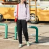 Logo Nakışlı Örgü Kapüşonlu Sweatshirt Mor