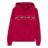 Love the Progress Baskılı Kapüşonlu Sweatshirt Asya Bedenleri “Kırmızı”