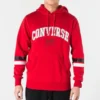 Üniversite Temalı Yazılı Kapüşonlu Sweatshirt Asya Bedenleri “Kırmızı”