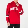 Üniversite Temalı Yazılı Kapüşonlu Sweatshirt Asya Bedenleri “Kırmızı”