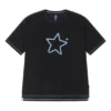 One Star Logo Tişört Asya Bedenleri “Siyah Mavi”