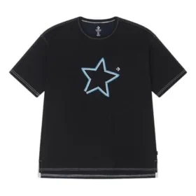 One Star Logo Tişört Asya Bedenleri “Siyah Mavi”